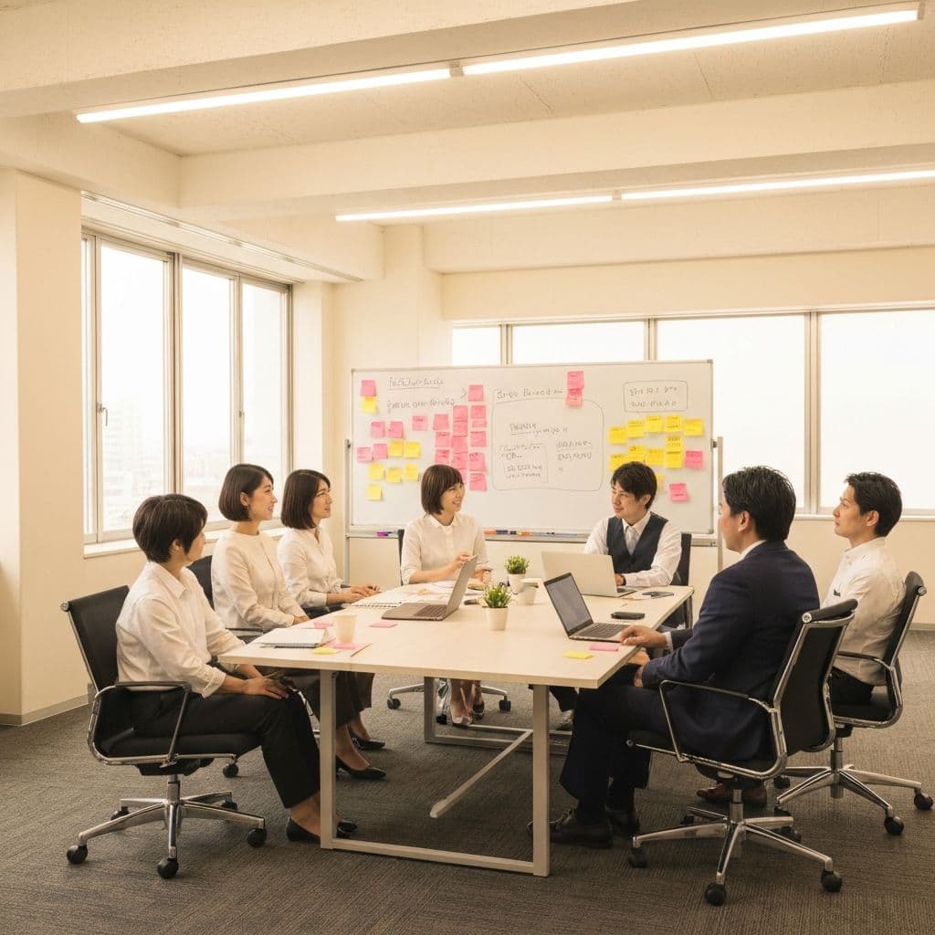 新規事業立上げのイメージ（会議・ブレスト風景）