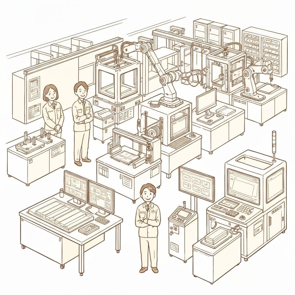 システム導入を検討する現場のイラスト