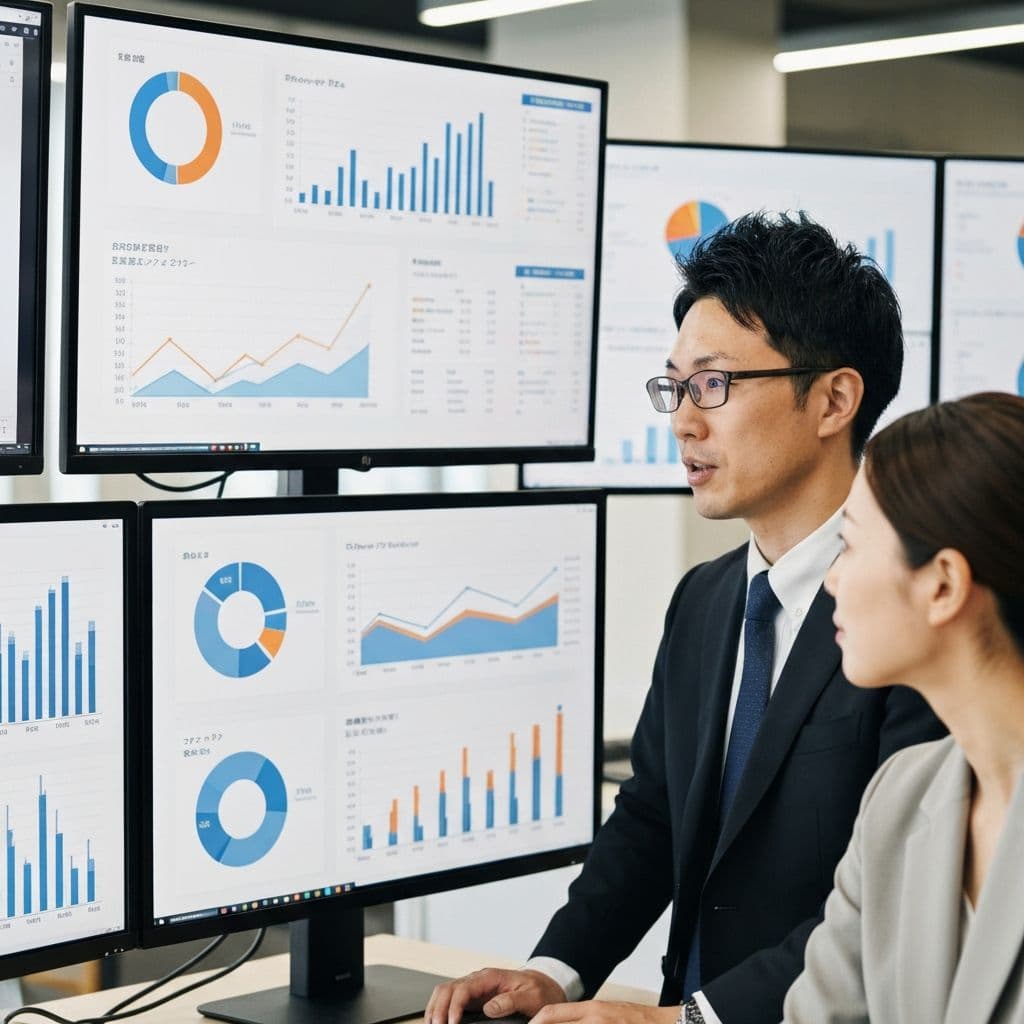 市場分析の様子