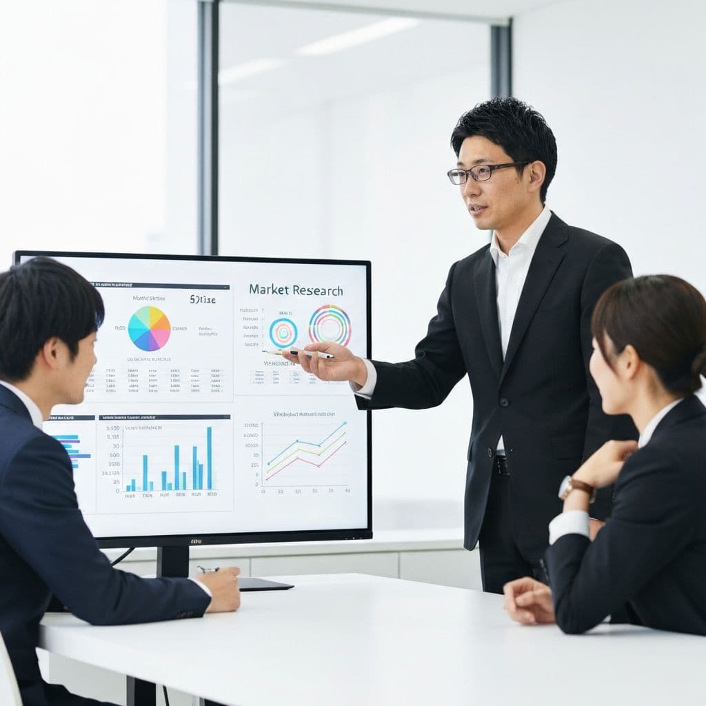 市場データを分析する様子